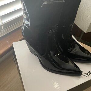 Black Patent Cowboy Booties